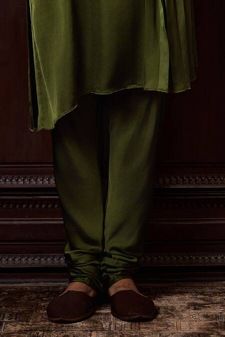 Buy Histori Green Satin Beads, Crystals, Embroidery Draped Kurta And Churidar Set Online at Aza Fashions Buy_Histori_Green Satin Beads, Crystals, Embroidery Draped Kurta And Churidar Set _Online_at_Aza_Fashions