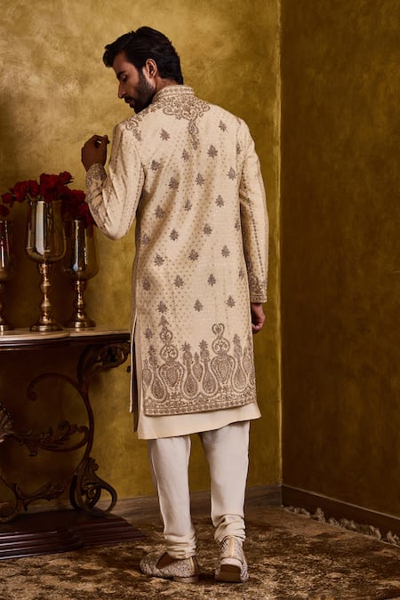 Histori Woven Embroidered Sherwani Set 