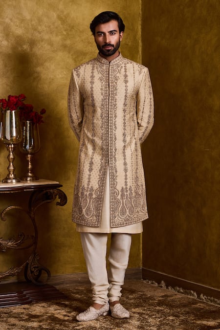 Histori Woven Embroidered Sherwani Set 