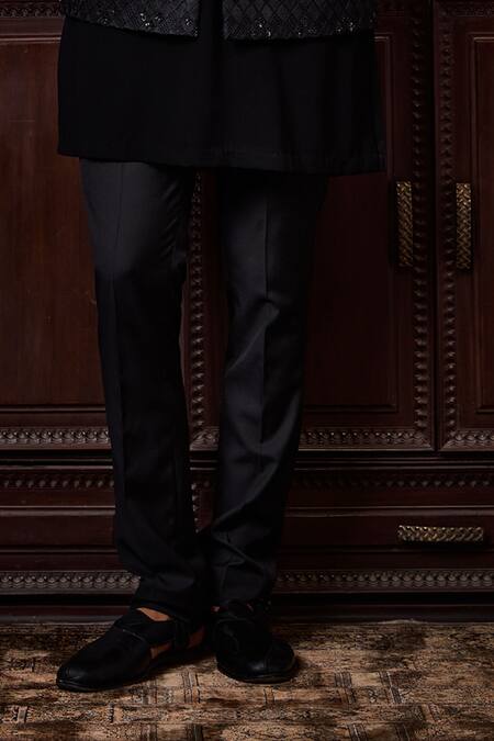 Histori Black Silk, Cotton Satin, Cotton, Geometric Resham And Beadwork Bundi Kurta Set Online at Aza Fashions Histori_Black Silk, Cotton Satin, Cotton, Geometric Resham And Beadwork Bundi Kurta Set _Online_at_Aza_Fashions