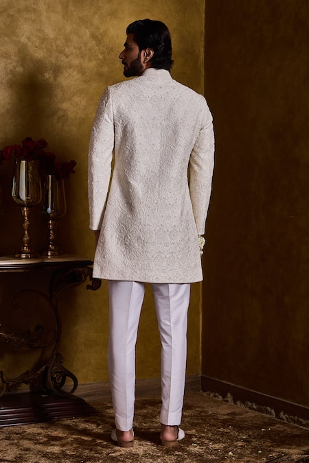 Histori Floral Jaal Embroidered Sherwani Kurta Set 