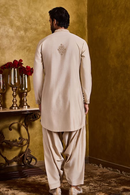 Histori Beige Cotton, Silk Embroidery Kurta And Patiala Salwar Set Online at Aza Fashions Histori_Beige Cotton, Silk Embroidery Kurta And Patiala Salwar Set _Online_at_Aza_Fashions