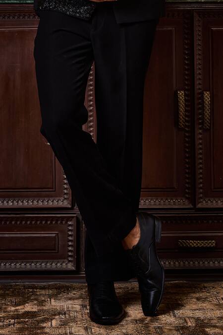 Shop_Histori_Black Beads, Crystals, Embroidery Bandhgala With Pant _Online_at_Aza_Fashions