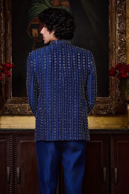 Histori Linear Embroidered Bandhgala & Pant Set 