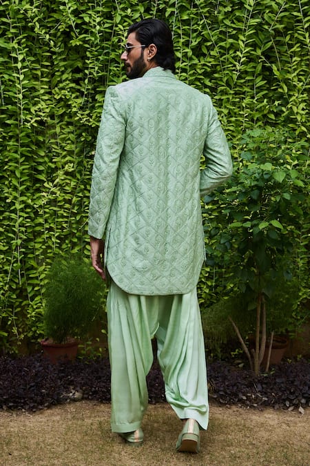 Histori Embroidered Open Sherwani Jacket Set 