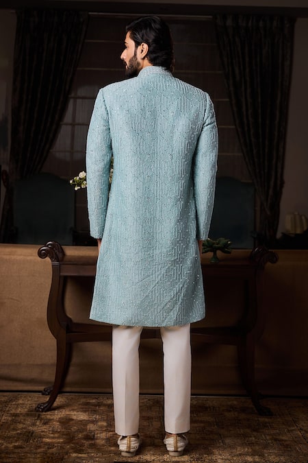 Histori Geometric Embroidered Sherwani Set 