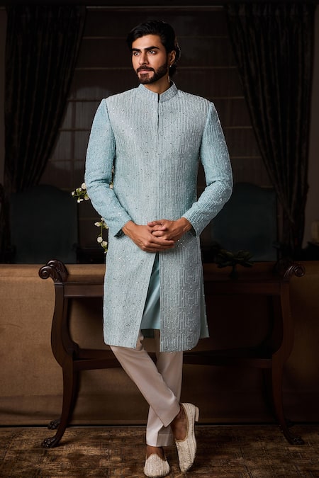 Histori Geometric Embroidered Sherwani Set 