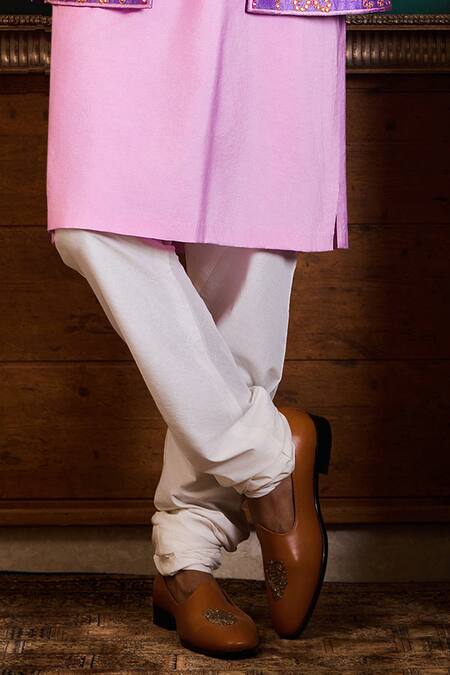 Buy_Histori_Purple Silk, Cotton Embroidery, Mirrors Resham And Patra Bundi Kurta Set _Online_at_Aza_Fashions