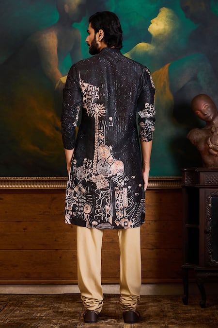 Histori Printed Kurta & Cotton Silk Churidar Set 