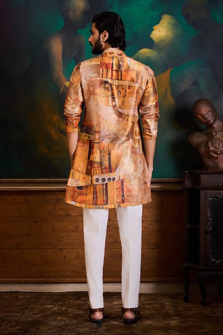 Histori Printed Kurta & Cotton Silk Churidar Set 