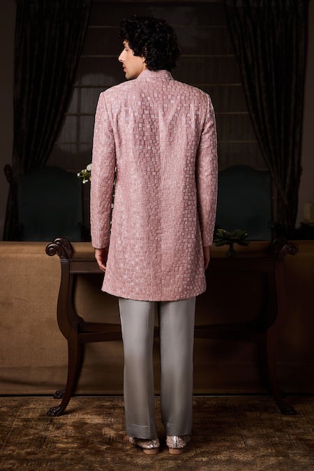Histori Embroidered Raw Silk Sherwani Kurta Set 