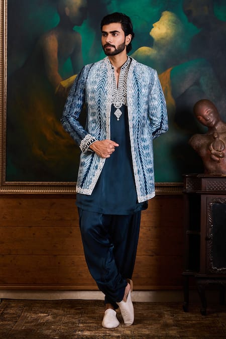 Histori Shibori Tie-Dyed Sherwani Jacket Set 