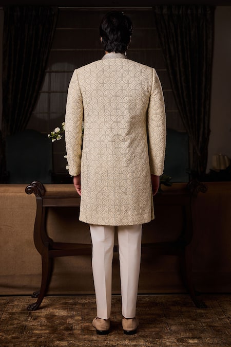 Histori Geometric Embroidered Sherwani Set 