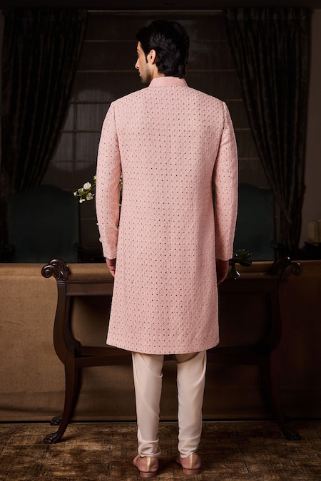 Histori Embroidered Raw Silk Sherwani Set 