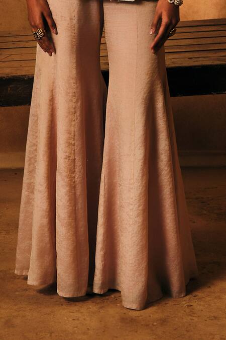 Mukta Sabharwal_Pink Organza, Tissue Embroidery Vishakha Embellished Jacket With Flared Pant _Online_at_Aza_Fashions