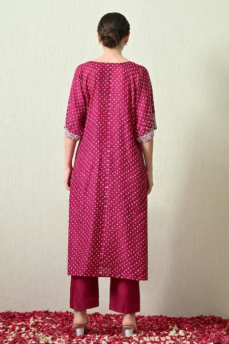 OHH CROW Bandhani Kaftan & Pant Set 