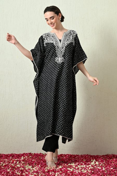 OHH CROW Bandhani Print Kaftan & Pant Set 