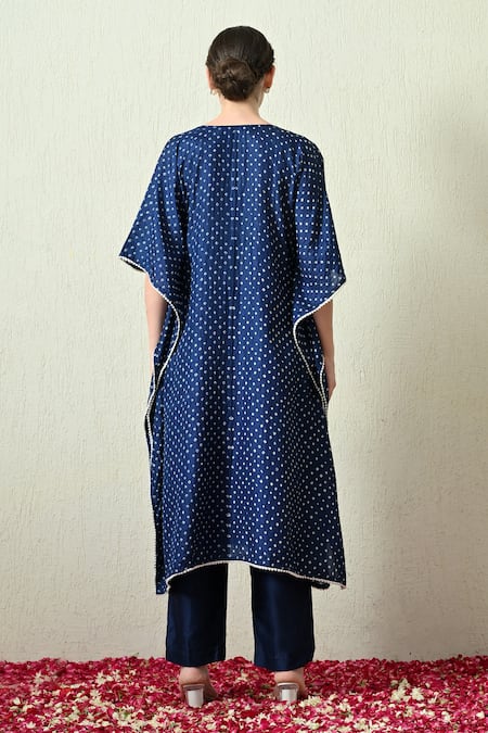 OHH CROW Printed Kaftan & Chanderi Silk Pant Set 