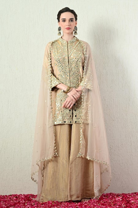 OHH CROW Mirror Embroidered Kurta Sharara Set