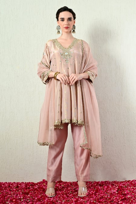 OHH CROW Mirror Embroidered Peplum Kurta Set 