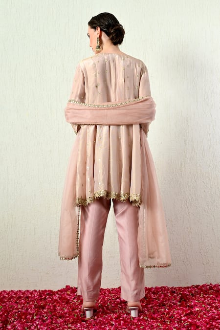 OHH CROW Mirror Embroidered Peplum Kurta Set 