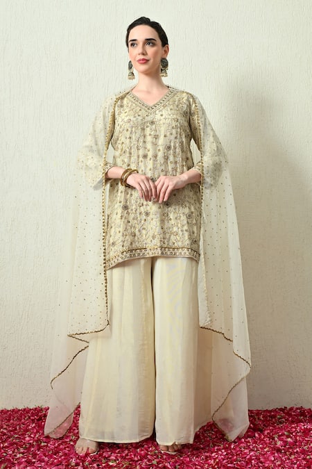 OHH CROW Embroidered Kurta Sharara Set 