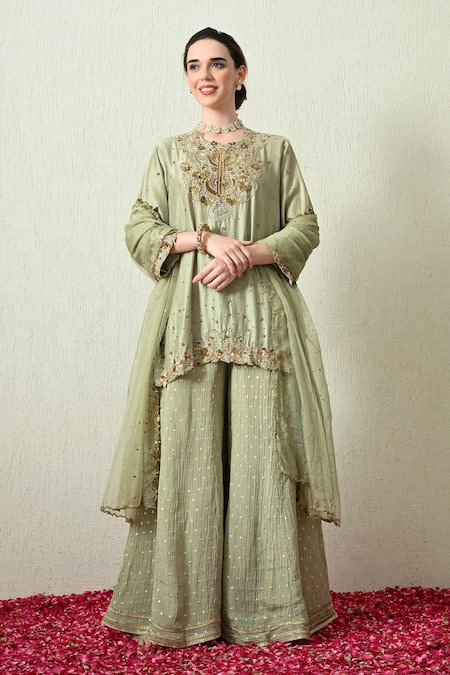 OHH CROW Embroidered Kurta Sharara Set 