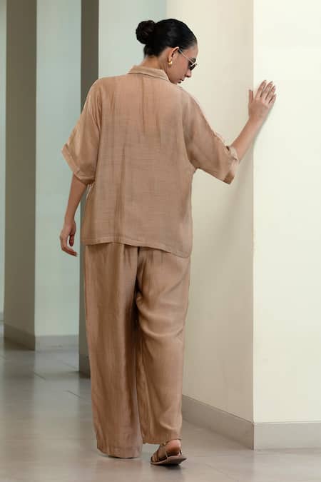 Eeda Geometric Patchwork Viscose Silk Shirt & Slip 