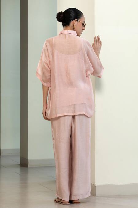 Eeda Hand-Patched Floral Motif Viscose Silk Shirt 