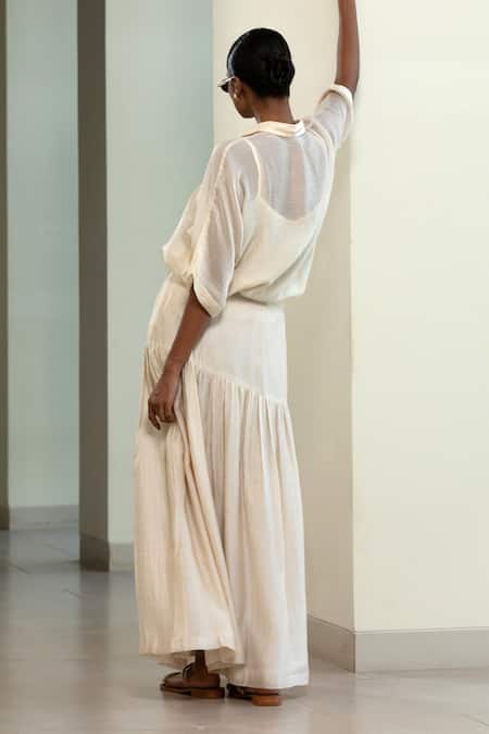 Eeda Floral Patch Viscose Silk Shirt With Slip 