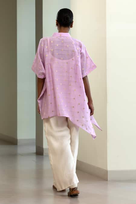 Eeda Asymmetrical Zari Booti Chanderi Shirt 