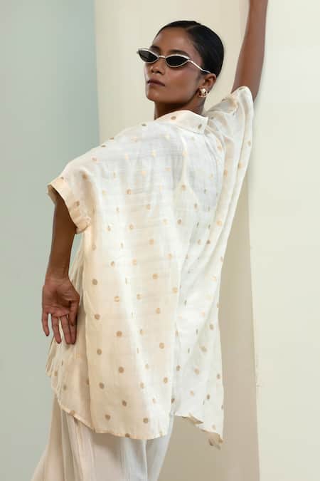 Eeda Asymmetrical Zari Booti Chanderi Shirt 
