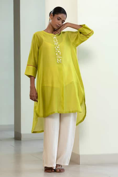 Eeda High-Low Sequin & Chain Detail Kurta 