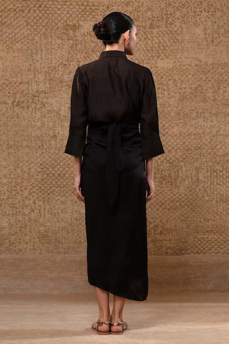 Eeda Metallic Patch Embroidered Shirt & Knotted Skirt 