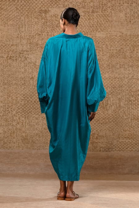 Eeda Sequins Embroidered Sculpted Sleeve Dress 