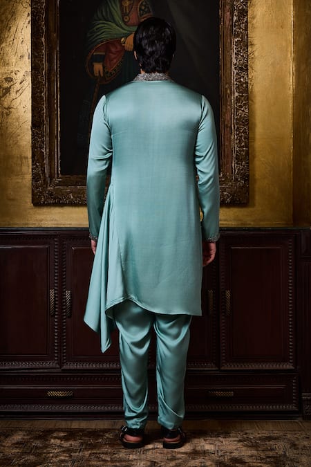 Histori Draped Satin Kurta & Cowled Salwar Set 