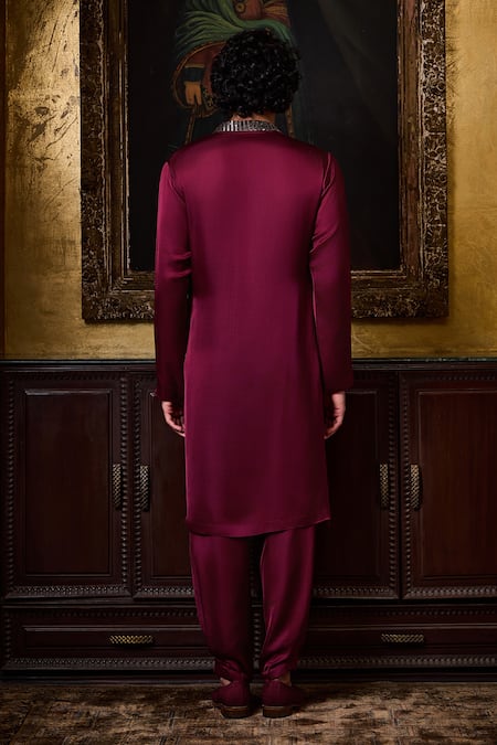 Histori Draped Satin Kurta & Cowled Salwar Set 