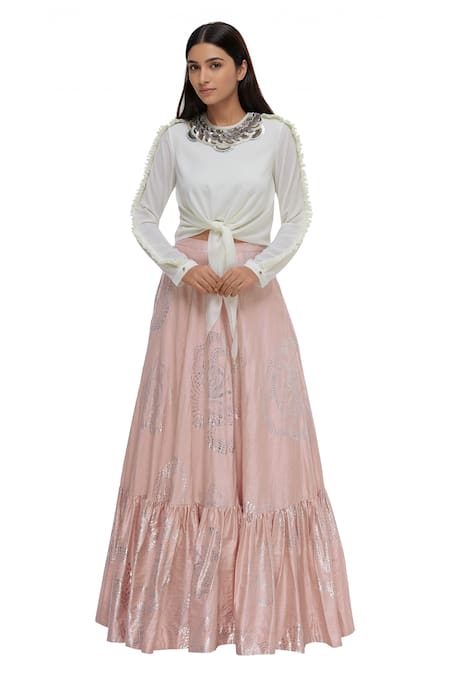 Urvashi Joneja Embellished Tie Up Blouse 