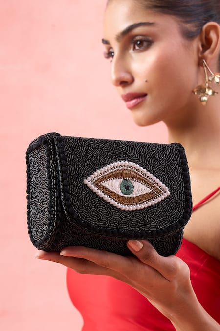 The Purple Sack Evil Eye Beaded Clutch & Sling Bag 
