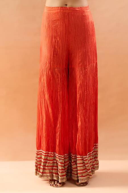 Gopi Vaid Blue Tussar, Organza Embroidery, Zari V-neck Kurta Sharara And Dupatta Set at Aza Fashions Gopi Vaid_Blue Tussar, Organza Embroidery, Zari V-neck Kurta Sharara And Dupatta Set _at_Aza_Fashions