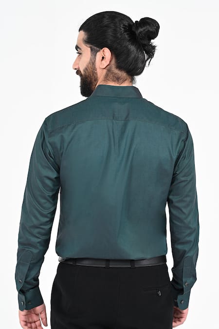 Kalpana Naik Green Wolf Embroidered Giza Cotton Shirt 