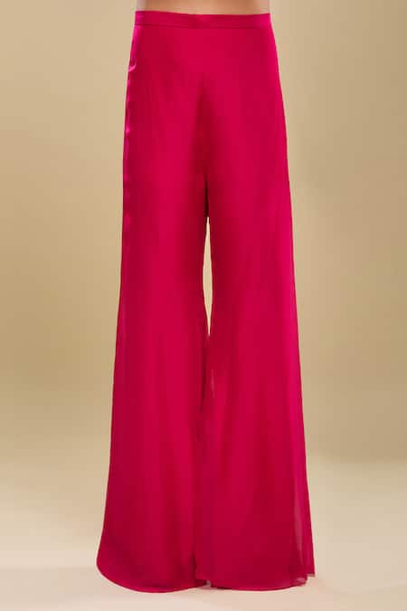 Buy_Mishru_Fuchsia Round Neck, Cape Bustier Pants Set 