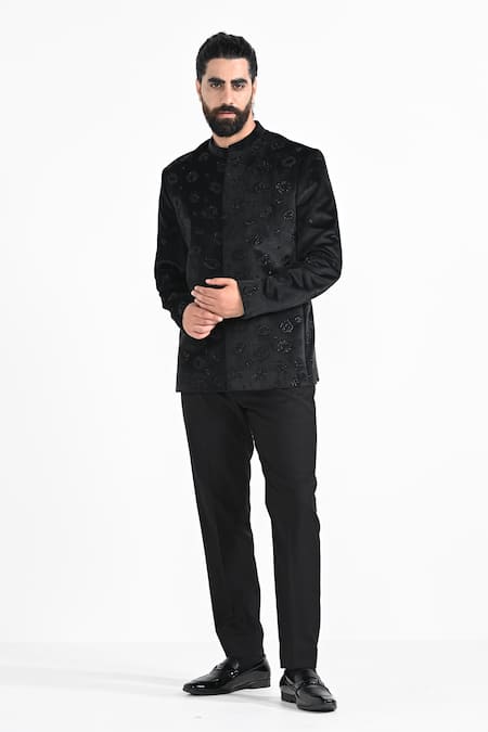 Kalpana Naik Black Panther Embroidered Bandhgala With Trouser 