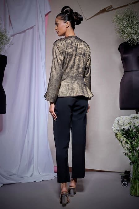 Echke Gold Black Peplum Top 