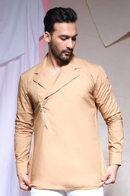 Echke Khaki One Side Flap Shirt 