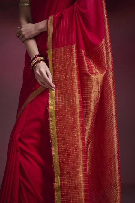 Dressfolk Pink Handloom Cotton Sequins, Parineeta Bordered Saree With Running Blouse at Aza Fashions Dressfolk_Pink Handloom Cotton Sequins, Parineeta Bordered Saree With Running Blouse _at_Aza_Fashions