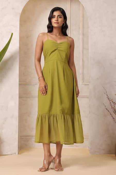 Naintara Bajaj Pear Green A-line Maxi Dress 