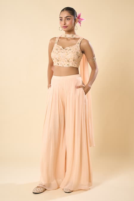 Samyukta Singhania Hand Embroidered Blouse Palazzo Set 