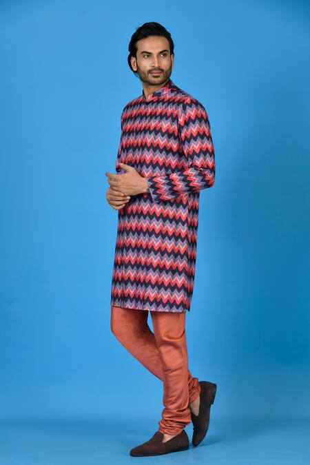 Shop_Sayisha_Red Checked Printed Kurta  _Online_at_Aza_Fashions