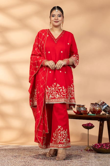 Mamicha Embroidered Chiffon Kurta & Pant Set  